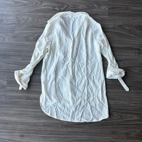 Friends Like These Womens Long Sleeve Button Down Shirt Linen Front Pocket White - Picture 6 of 8